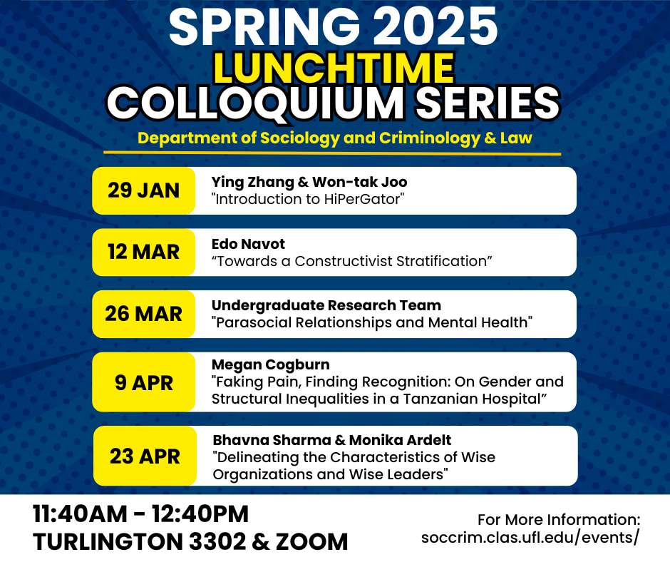 Spring 2025 Lunchtime Colloquium Schedule Released